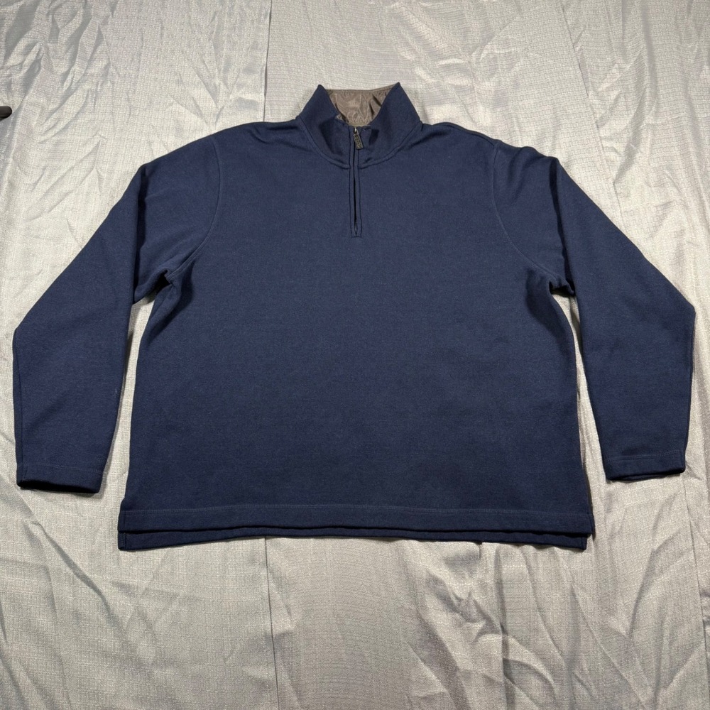 Wrangler Pullover Mens 2XL Navy Blue Authentics Quarter Zip Fleece Sweater Knit